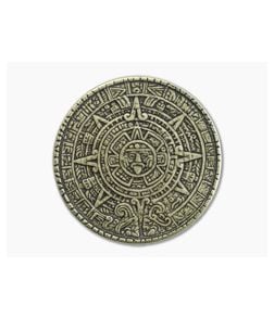 Shire Post Mint | Aztec Sun Stone Calendar - Sun and Moon Worry Coin Brass - SPM-WOR-AZTEC-MOON-BS 1
