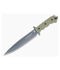 TOPS Wild Pig Hunter Fixed Blade Rocky Mountain Tread Green Canvas Micarta Sniper Gray 1095 Spear Point WPH-04 - TP-WPH-04 1