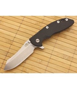 Hinderer Knives XM-18 3.5" Black G10 Blue Ti Skinner Flipper - HK-XM-18BLK-35SKBLF 1