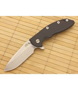 Hinderer Knives XM-18 3.5" Black Spear Point Flipper Battle Gray Ti - HK-XM-18BLK-35SRF-BG 1