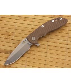 Hinderer Knives XM-18 3.5" Stonewash Spanto Flipper FDE G10 - HK-XM18-35-004 1