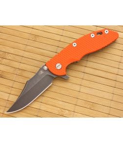 Hinderer Knives XM-18 3.5" DLC Bowie Flipper Orange Working Finish Frame - HK-XM18-35-029 1