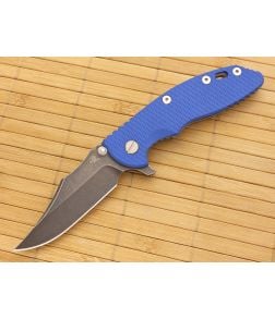 Hinderer Knives XM-18 3.5" DLC Bowie Flipper Blue Working Finish Frame - HK-XM18-35-030 1