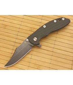 Hinderer Knives XM-18 3.5" DLC Bowie Flipper Green-Black Working Finish Frame - HK-XM18-35-034 1