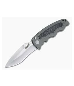 SOG Zoom Spear Point Satin S30V Carbon Fiber Inlaid Aluminum Button Lock Assisted Folder ZM1018-BX - SOG-ZM1018-BX 1