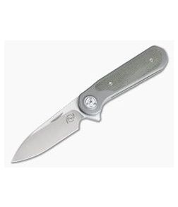 Liong Mah Design Zulu Green Canvas Micarta Titanium Frame Lock Flipper M390 - LMD-ZULU-GCM 1