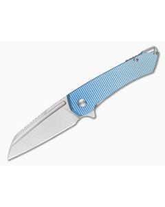 MachineWise Mojave #1389 Light Blue Grenade Anodized Titanium Lightwash S90V Wharncliffe Frame Lock Flipper (3.45") - MCW-006 1