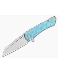 MachineWise Mojave #1394 Light Blue Mosaic Anodized Titanium Lightwash S90V Wharncliffe Frame Lock Flipper (3.45") - MCW-007 1