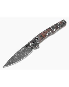 Zero Tolerance 0117VFDAM Red/White Carbon Fiber Vegas Forge Damascus Crossbar Lock Knife (3.30" Blade) - ZT-0117VFDAM 1