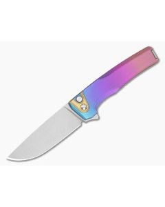 MachineWise Sonora #2180 Blue to Pink Fade Anodized Epicenter Textured Titanium Brass Bolster S90V Lightwash Button Lock Flipper (3.35" Blade) - MCW-011 1