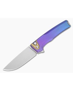 MachineWise Sonora #2191 Purple to Blue Fade Anodized Diamond Textured Titanium Brass Bolster S90V Lightwash Button Lock Flipper (3.35" Blade) - MCW-012 1