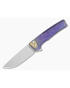 MachineWise Sonora #2203 Purple Anodized Smooth Tumbled Titanium Brass Bolster S90V Lightwash Button Lock Flipper (3.35" Blade) - MCW-013 1