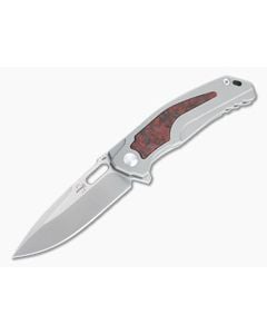 Boker Plus Burnley Aphex Mini Satin VG10 Red Marble Carbon Fiber Titanium Flipper 01BO197 - BO-01BO197 1