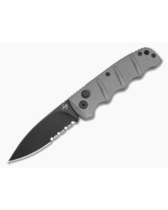 Boker Kalashnikov Drop Point Grey Aluminum D2 Black Partially Serrated Automatic Knife (3.35" Blade) 01BP0147 - BO-01BP0147 1