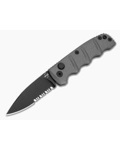 Boker Mini Kalashnikov Drop Point Grey Aluminum D2 Black Partially Serrated Automatic Knife (2.52" Blade) 01BP0148 - BO-01BP0148 1