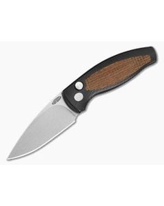 TRM Pit Bull Black Aluminum Burlap Micarta Inlay MagnaCut Automatic Knife (3.00" Blade) - TRM-053 1