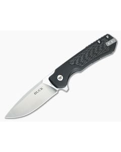Buck Stinger Black Aluminum Carbon Fiber D2 Satin Drop Point Frame Lock Folding Knife (3.00") 0714BKS - BU-0714BKS 1