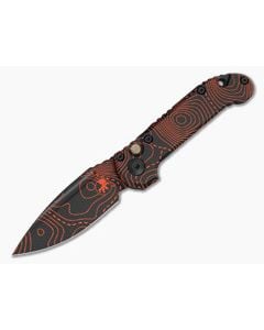 Microtech Signature Series LUDT Gen III S/E Single Edge Topographic Black/Orange Camo Smooth Aluminum M390MK Automatic Knife (3.45" Blade) 1135S-1TPBKORCS - MT-1135S-1TPBKORCS 1