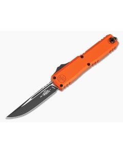 Microtech UTX-70 Gen IV S/E Single Edge Orange Aluminum M390MK Two-Tone Black OTF Automatic Knife (2.50" Blade) 11484-1OR - MT-11484-1OR 1
