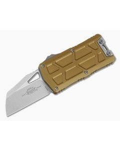 Microtech Exocet II Wharncliffe Tan Aluminum M390MK Stonewash OTF Automatic Knife (2.20" Blade) 1156-10TA - MT-1156-10TA 1