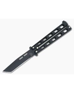 Bear and Son Cutlery 4.25" Black Tanto Point Butterfly Knife 115TANB - BS-115TANB 1