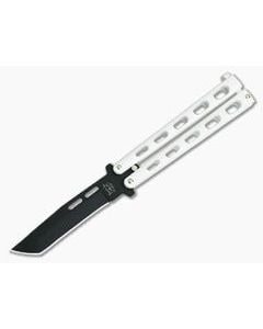 Bear and Son Cutlery Black Tanto Point White Butterfly Knife 115TANW - BS-115TANW 1