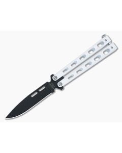 Bear and Son Cutlery 4.25" White Drop Point Butterfly Knife 115W - BS-115W 1