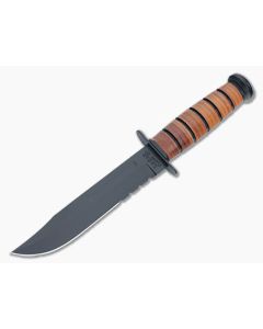 Kabar USMC Partially Serrated Knife Leather Handle 1218 - KA-1218 1