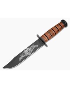 Ka-Bar 250th USA Commemorative Eagle 1776-2026 Engraved Brown Stacked Leather 1095 Cro-Van Fixed Blade Fighting/Utility Knife (7.00" Blade) 1320USA - KA-1320USA 1