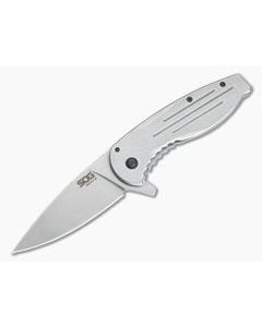 SOG Aegis FLK Stonewashed Stainless Steel Frame Lock Flipper 14-41-02-42 - SOG-14-41-02-42 1