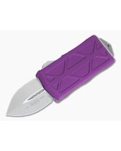 Microtech Exocet Violet Stonewash M390 Plain Double Edge CA Legal OTF Auto 157-10VI - MT-157-10VI-M390 1