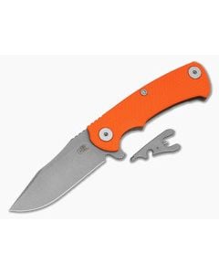 Hinderer Project X Clip Point Orange G10 Battle Bronze Titanium and Working Finish S45VN Folding Knife (3.66") - HK-1949 1