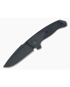 WE Knives x Elishewitz Press Check Drop Point Black Stonewashed 20CV Black G10 Titanium Flipper WE20078B-1 - WE-WE20078B-1 1