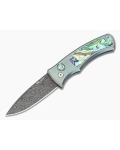 Protech Duke 2 Custom Seafoam Green Titanium Handle Damascus Blade - PT-2026DUKE-CUSTOM005 1