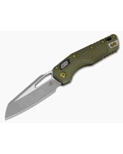 Microtech MSI Frag Distressed Grenade Green Cerakote Aluminum M390MK Apocalyptic Manual Folding Knife (3.88" Blade) 210-10FRDGG-U25 - MT-210-10FRDGG-U25 1