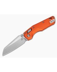 Microtech MSI Mini RAM-LOK Orange Fluted Aluminum M390MK Stonewash Folding Knife (3.19" Blade) 210M-10FLOR - MT-210M-10FLOR 1
