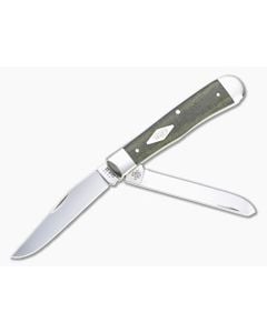 Case Trapper Smooth Green and Black Micarta Slip Joint Folder 23470 - CA-23470 1