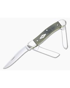 Case Medium Stockman Smooth Green and Black Micarta Slip Joint 23471 - CA-23471 1