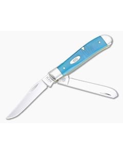 Case Mini Trapper Caribbean Blue Bone Saw Cut Jig Slip Joint 25593 - CA-25593 1
