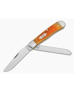 Case Trapper Persimmon Orange Bone Gator Jig Carbon Steel Pocket Knife (4.15" Closed) 38070 - CA-38070 1