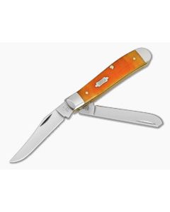 Case Mini Trapper Persimmon Orange Bone Gator Jig Carbon Steel Pocket Knife (3.50" Closed) 38071 - CA-38071 1
