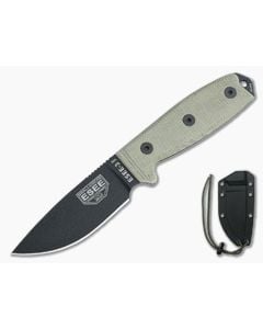 ESEE 3MIL Black Plain Blade Canvas Micarta Black Sheath with MOLLE Back - ESEE-3MIL-P-B 1