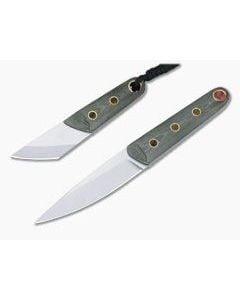 Sergey Rogovets Custom Green Micarta Kwaiken and Kiridashi Fixed Blade Knife Set 4253 - CU-4253 1