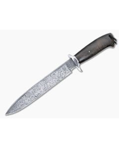 Bill Miller Custom Fixed Blade Fighter Rag Micarta Handle Damascus Drop Point Blade 4923 - CU-4923 1