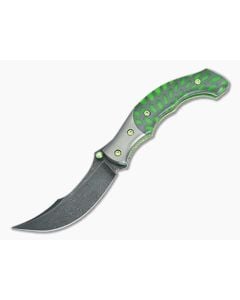 Alan Folts Custom Rite #7 Damascus and G10-Glow Hybrid - CU-5049 1