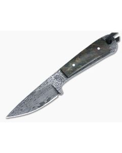 Bill Miller Custom Neck Knife 224-Layer Damascus and Vintage Rag Micarta - CU-5142 1