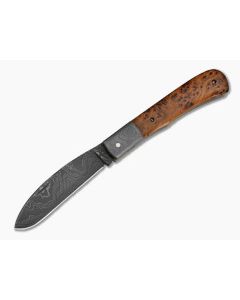 Chuck Hawes Custom Trapper Amboyna Wood Damascus - CU-5292 1