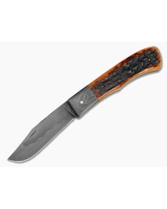 Chuck Hawes Custom Remington Style Folder Amber Stag Jigged Bone W2 Hamon - CU-5294 1