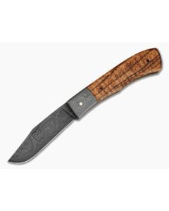 Chuck Hawes Custom Remington Style Folder Tiger Striped Ash Damascus - CU-5295 1
