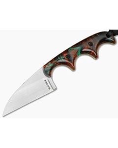 Alan Folts Custom Minimalist Wharncliffe Copper/Green Acrylic Hand Rubbed CPM-154 EDC Fixed Blade Knife (2.12") - CU-5329 1